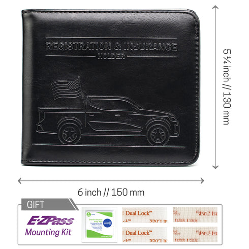 CANOPUS Car Registration and Insurance Holder, Magnetic Closure, Embossed Card Document Holder, Vehicle Glove Box Organizer